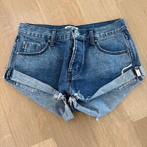One Teaspoon Distressed Blue Jean Shorts